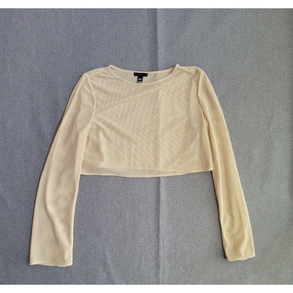 H:ours Revolve Hours XL Tan Mesh Long Sleeve Crop 1548